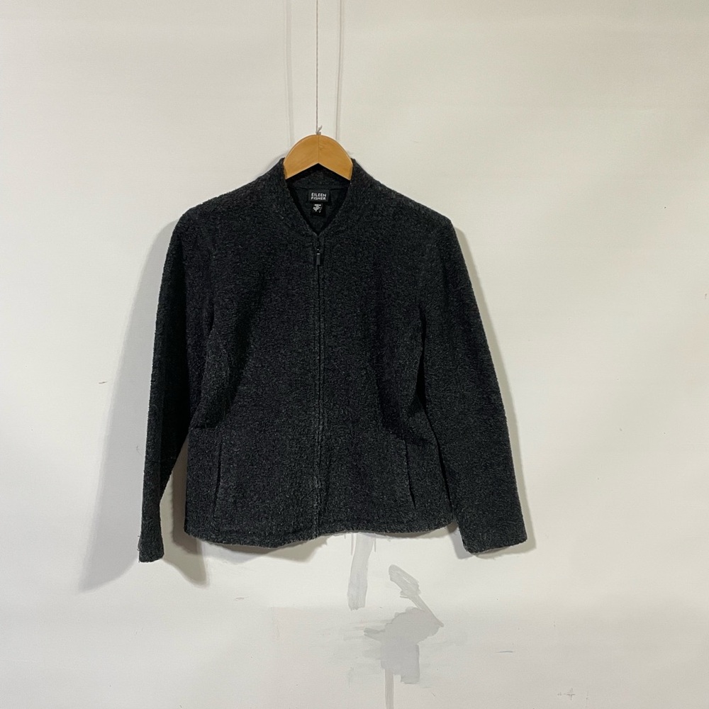 Eileen Fisher Black Zip-Up Cardigan